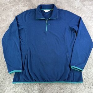 Orvis Quarter Zip Fleece Pullover Men's Large Blue Textured 100% Polyester Shirt